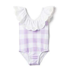 NWT Janie and Jack Recycled Gingham Eyelet One Piece Swimsuit